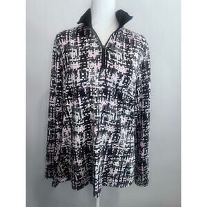 TAIL WHITE LABEL WOMENS GOLF 1/4 ZIP LIGHTWEIGHT PULLOVER BLACK PINK WHITE SZ L